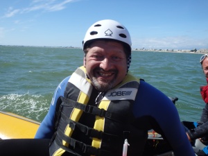 Yan Baczkowski on the boat before